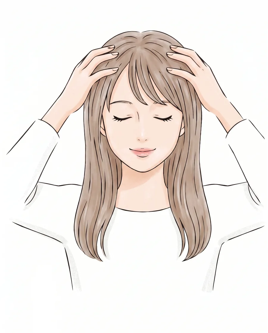 頭皮を指の腹でやさしくほぐす様子